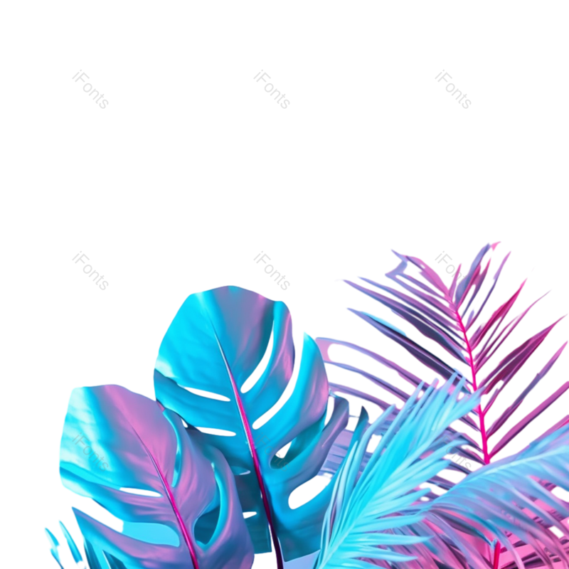 叶子图片,形状元素,摄影PNG,霓虹灯免抠素材